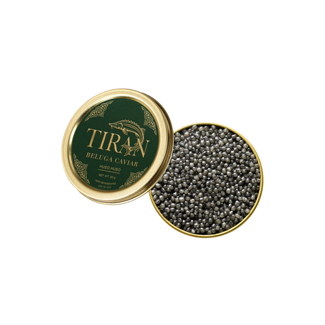 TIRAN Beluga caviar in an open tin